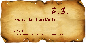 Popovits Benjámin névjegykártya